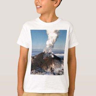 Camiseta Vulcão da erupção da cratera: lava, gás, vapor,