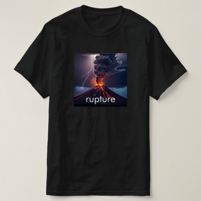 Camiseta Vulcão de Erupção + Relâmpago - Preto Personalizad (Frente do Design)