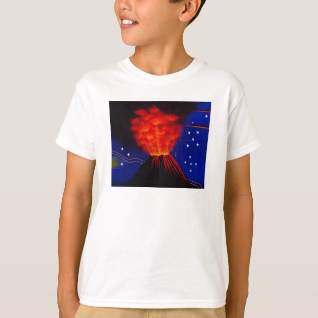 Camiseta Vulcão e Estrelas em Erupção (Frente)
