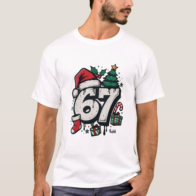Camiseta Vushii Deck the Halls: Six Seven Christmas  (Frente)