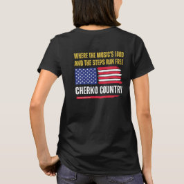Camiseta (W-Black) Bandeira dos EUA / Música Alta & Passos