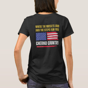 Camiseta (W-Black) Bandeira dos EUA / Música Alta & Passos