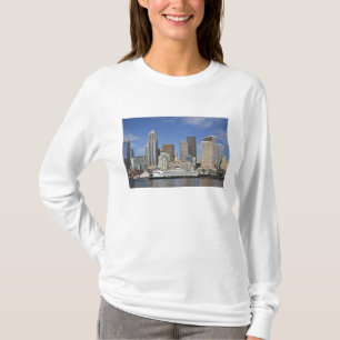 Camiseta WA, Seattle, panorama de Seattle com balsa