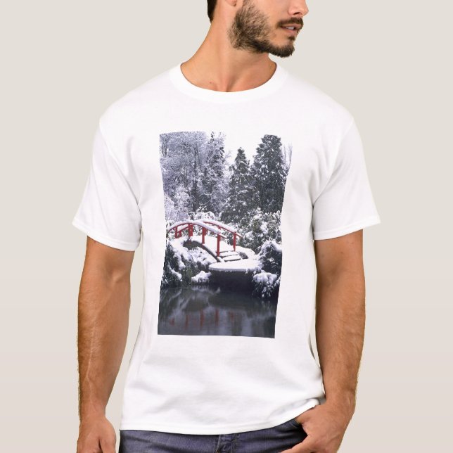 Camiseta WA, Seattle, Ponte da Lua e lago após o inverno (Frente)