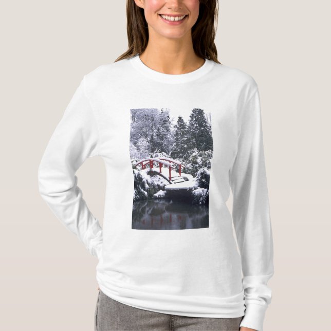 Camiseta WA, Seattle, Ponte da Lua e lago após o inverno (Frente)
