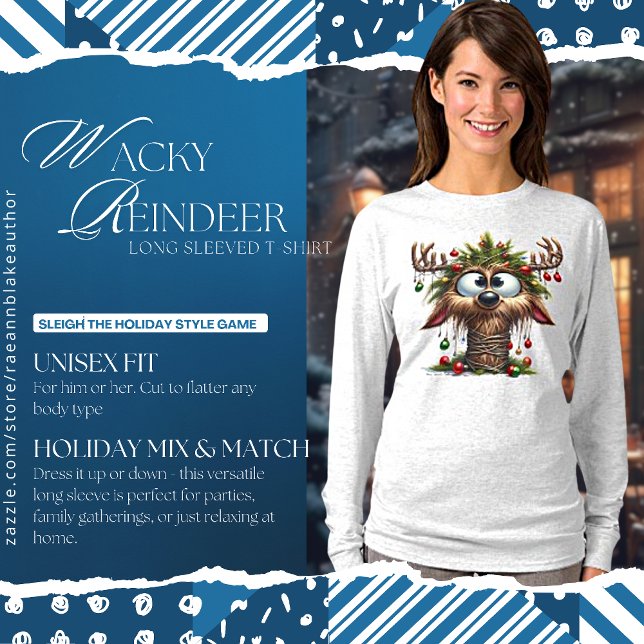Camiseta Wacky Reindeer Long Sleeve T Shirt (Criador carregado)