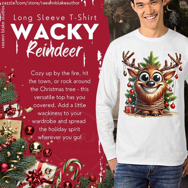 Camiseta Wacky Reindeer Long Sleeve T Shirt (Criador carregado)
