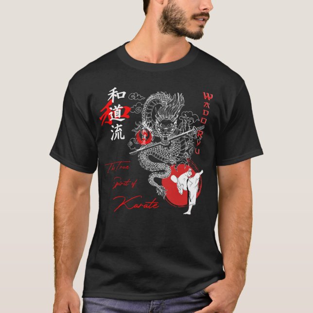 Camiseta Wado Ryu Karate Verdadeiro Espírito de Arte Zanshi (Frente)