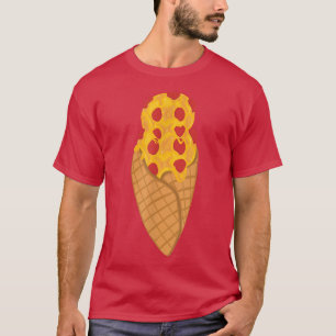 Camiseta Waffle Cone Cheesy Pepperoni Pizza Sorvete T-Shi