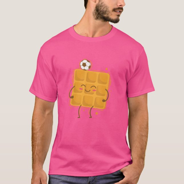 Camiseta Waffle jogando Futebol Doce Doce Presente Lanche (Frente)