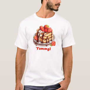 Camiseta Waffles com chocolate e morangos