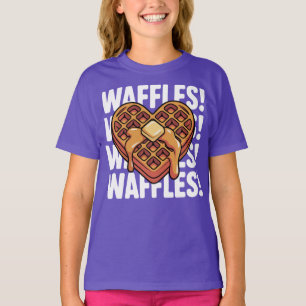 Camiseta Waffles Coração Para Amantes de Café da Manhã