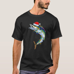 Camiseta Wahoo Fish ao largo Xmas Santa Hat Wahoo Natal
