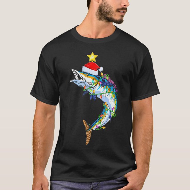 Camiseta Wahoo Fish Lighting Xmas Tree Matando Wahoo (Frente)
