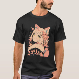 Camiseta Waifu de Anime Fofa Garota Gato de Anime Manga Doc