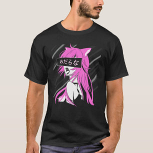 Camiseta Waifu lasciva garota gato predatória japonesa neko