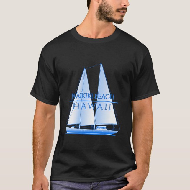 Camiseta Waikiki Beach Hawaii Nautical Sailing Sailor (Frente)