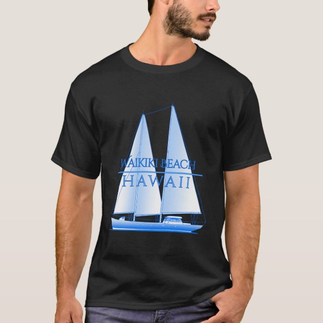 Camiseta Waikiki Beach Hawaii Saile náutico (Frente)