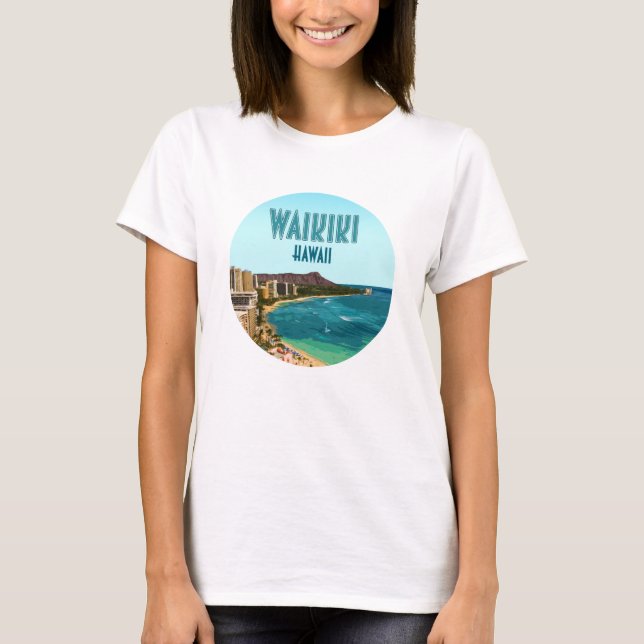 Camiseta Waikiki Beach Honolulu Oahu Hawaii Vintage (Frente)