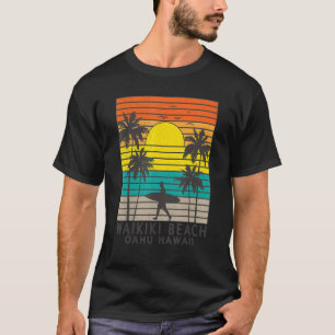 Camiseta Waikiki Beach Oahu Hawaii Surfer Palm Tree Surfing
