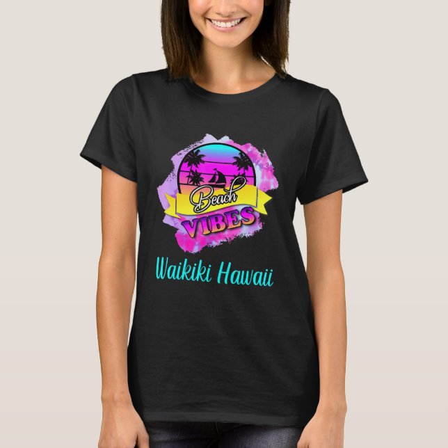 Camiseta Waikiki Beach Summer Vibes Hawaii Vacage (Frente)