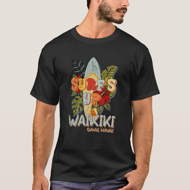 Camiseta Waikiki Hawaii Surfing Ocean Beach Hawaii Island (Frente)