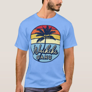 Camiseta Waikiki Oahu Hawaii Retro Sunset