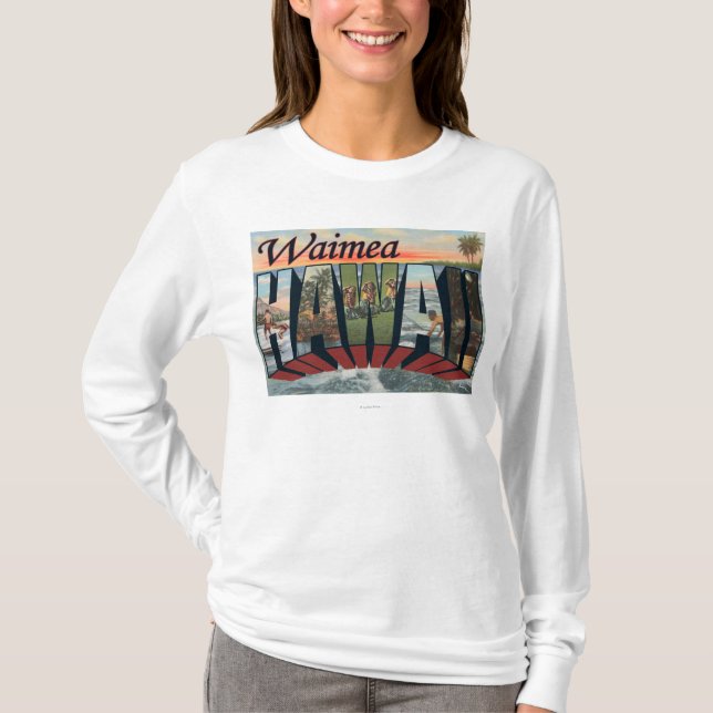 Camiseta Waimea, letra ScenesWaimea de HawaiiLarge, HI (Frente)