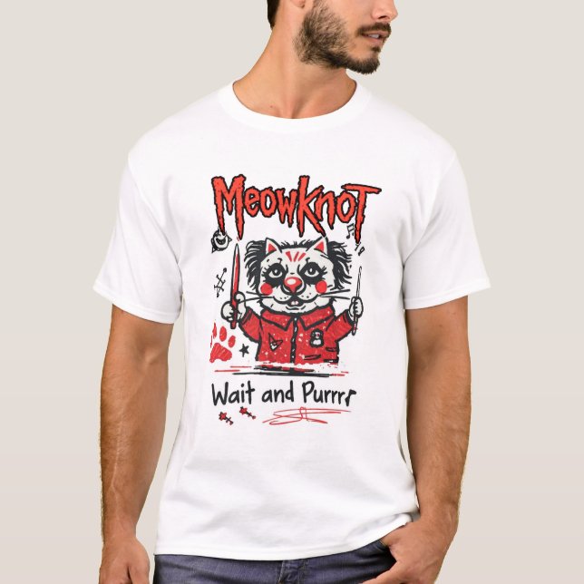 Camiseta Wait and Purrr – Drummer Cat Parody (Frente)