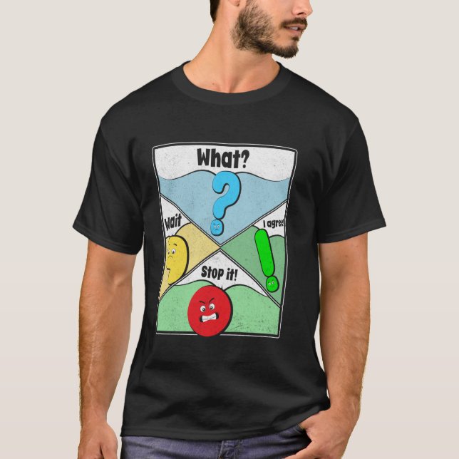 Camiseta Wait What Stop It I Agree Funny Punctuation Gramma (Frente)