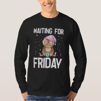 Camiseta Waiting For Friday Weekend Owl Coffee Work Office 