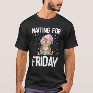 Camiseta Waiting For Friday Weekend Owl Coffee Work Office 