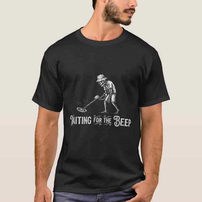 Camiseta Waiting For The Beep, Funny Metal Detecting Skull (Frente)