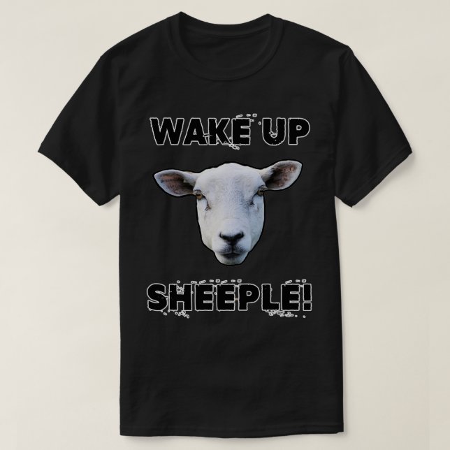 Camiseta WAKE UP SHEEPLE Funny Woke Conspiracy Theory Flat  (Frente do Design)