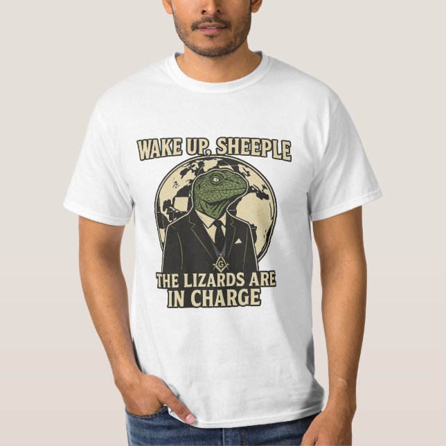 Camiseta Wake Up Sheeple Lizard Rulers Parody (Frente)
