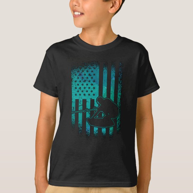 Camiseta Wakeboard American Flag Wakeboarder Wakeboard (Frente)