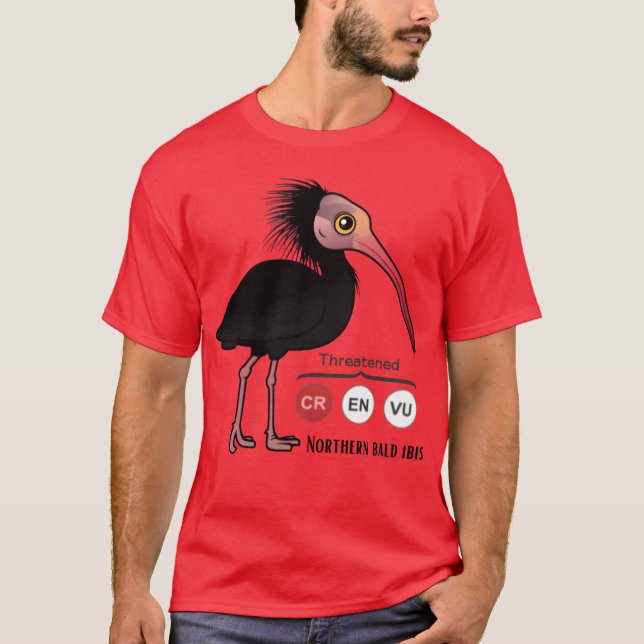 Camiseta Waldrapp Criticamente Ameaçado de Pássaro (Frente)