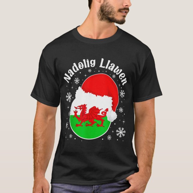 Camiseta Wales Christmas Welsh Christmas Greeting Nadolig L (Frente)