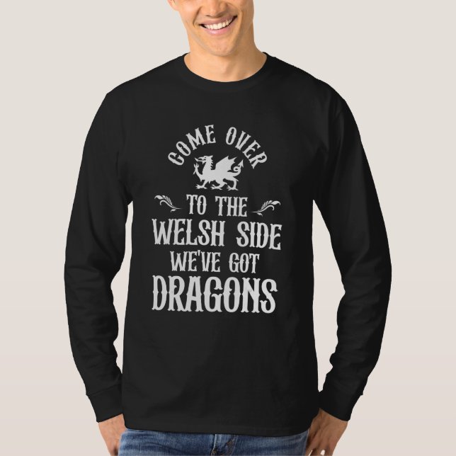 Camiseta Wales Dragon Welsh Side Patriotic Wales Flag Joke (Frente)