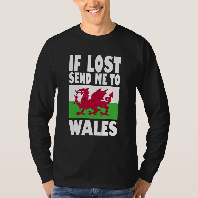 Camiseta Wales Flag Design  If lost send me to Wales (Frente)