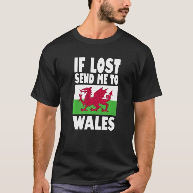 Camiseta Wales Flag Design  If lost send me to Wales Premiu (Frente)