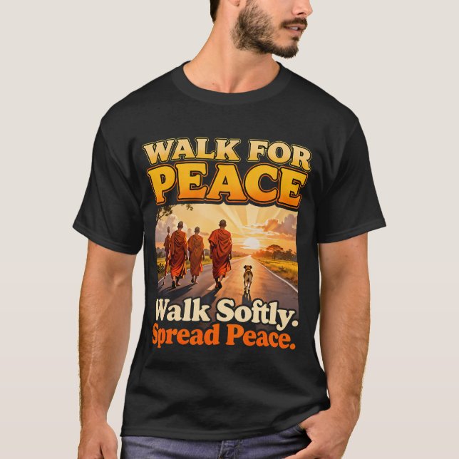 Camiseta Walk For Peace Walksoftly Spreadpeace Buddhist (Frente)