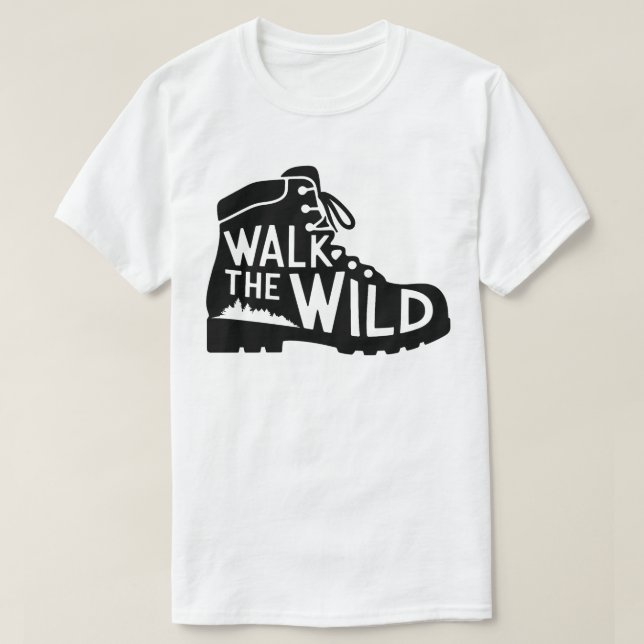 Camiseta Walk the Wild Hiking Boot Graphic Design (Frente do Design)