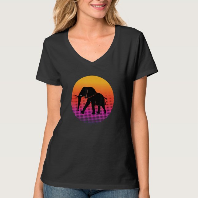 Camiseta Walking African Elephant Animal Silhouette Sunset  (Frente)