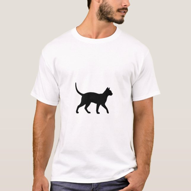 Camiseta  Walking Black Cat Silhouette (Frente)