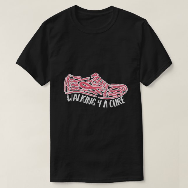 Camiseta Walking For A Cute Pink Running Shoe Breast Cancer (Frente do Design)