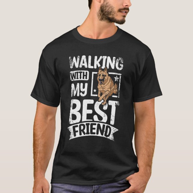 Camiseta Walking with my best friend german shepherd (Frente)