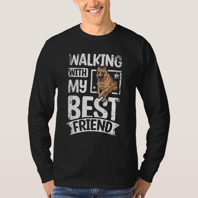 Camiseta Walking with my best friend german shepherd (Frente)
