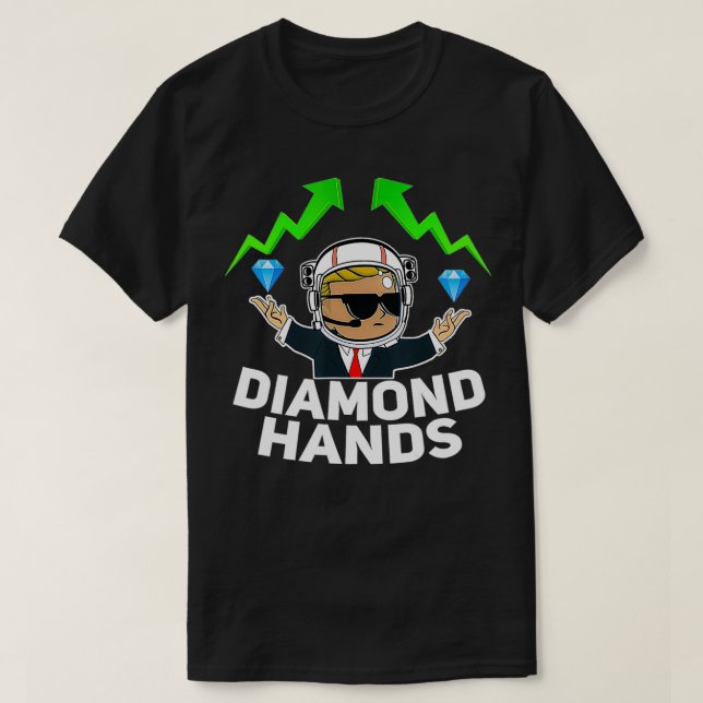 Camiseta Wall Street Bets Cara Mãos Diamantes (Frente do Design)