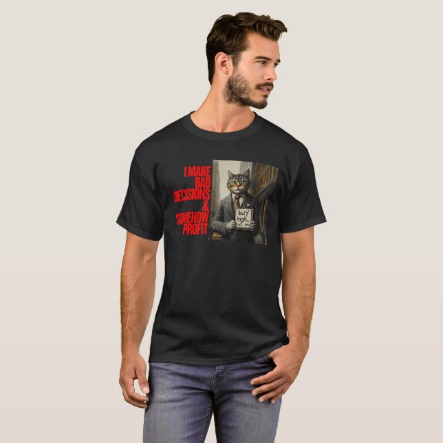 Camiseta Wall Street Cat Meme | Minimalista engraçado (Frente Completa)
